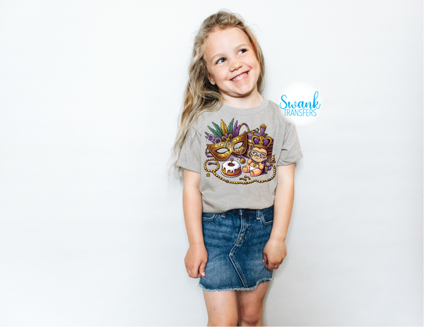 All Things Mardi Gras *SWANK EXCLUSIVE DESIGN* INFANT-ADULT DTF (Direct To Film) Transfer