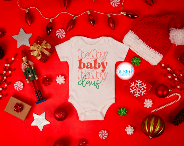 Claus Outlined Family PJs INFANT-ADULT DTF (Direct To Film) Transfer