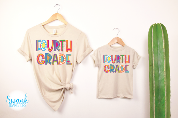 Colorful Grades Pre-K - 5th Grade YOUTH-ADULT Full Color DTF (Direct To Film) Transfer