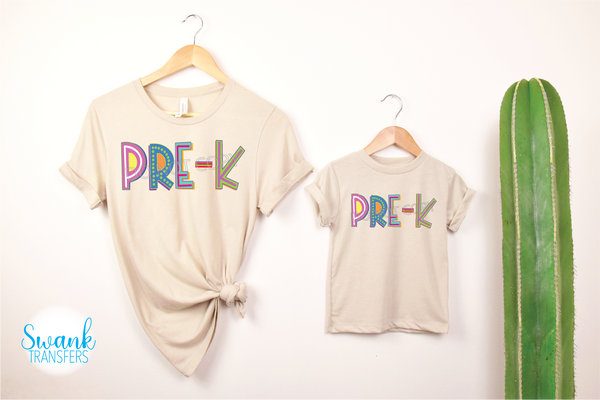 Colorful Grades Pre-K - 5th Grade YOUTH-ADULT Full Color DTF (Direct To Film) Transfer