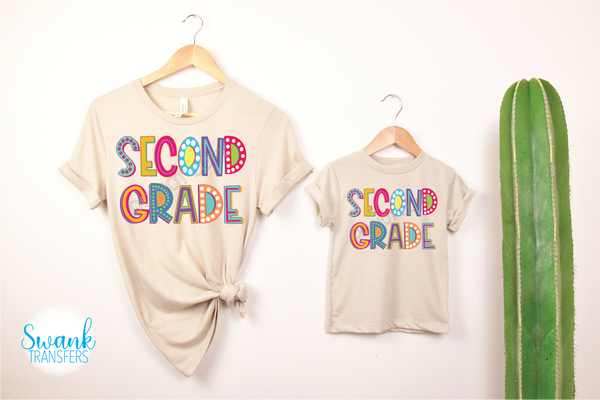 Colorful Grades Pre-K - 5th Grade YOUTH-ADULT Full Color DTF (Direct To Film) Transfer