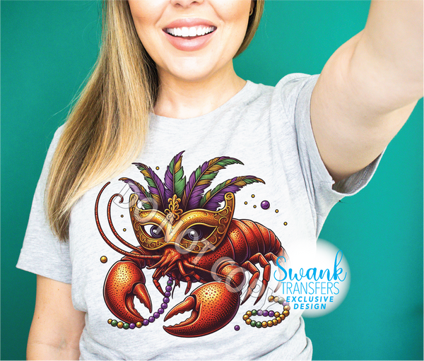 Mardi Gras Crawfish *SWANK EXCLUSIVE DESIGN* INFANT-ADULT DTF (Direct To Film) Transfer