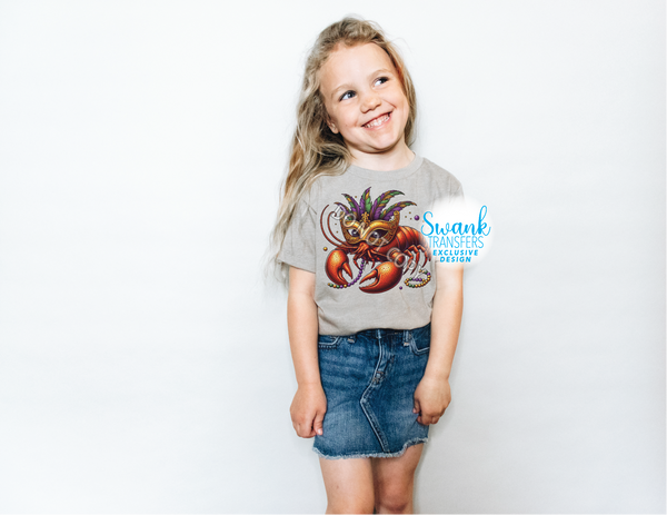Mardi Gras Crawfish *SWANK EXCLUSIVE DESIGN* INFANT-ADULT DTF (Direct To Film) Transfer