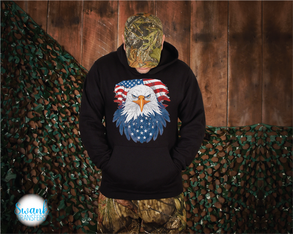 Patriotic Bald Eagle Full Color DTF (Direct To Film) Transfer