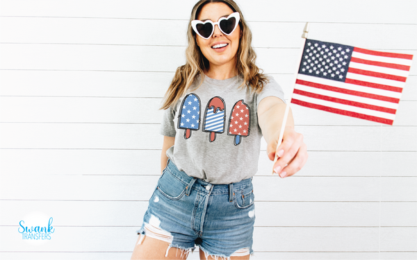 Patriotic Popsicles Full Color INFANT-ADULT DTF (Direct To Film) Transfer