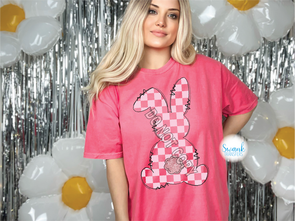 Pink Checkered Bunny INFANT-ADULT DTF (Direct To Film) Transfer