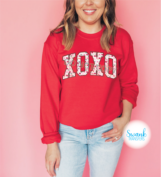 XOXO Hearts Collegiate INFANT-ADULT Full Color DTF (Direct To Film) Transfer