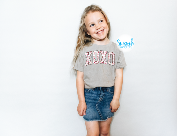 XOXO Hearts Collegiate INFANT-ADULT Full Color DTF (Direct To Film) Transfer