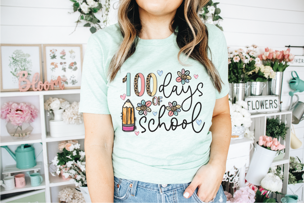 100 Days Of School INFANT-YOUTH Full Color DTF (Direct To Film) Transfer