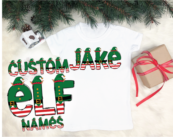 Custom Elf Name Full Color DIGITAL / DTF (Direct To Film) Transfer
