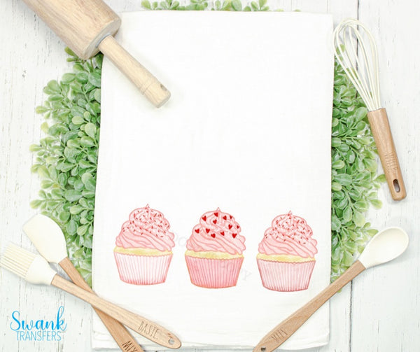Cupcakes INFANT/TOWEL High Heat SOFT Full Color Screen Print Transfer RTS