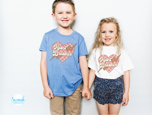 Heart Breaker Checkered Bolt INFANT-ADULT Full Color DTF (Direct To Film) Transfer