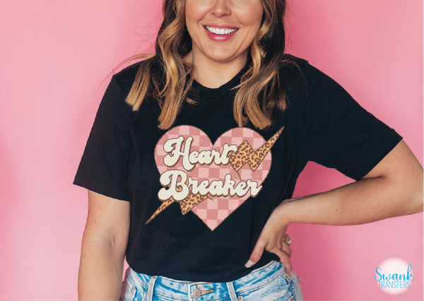 Heart Breaker Checkered Bolt INFANT-ADULT Full Color DTF (Direct To Film) Transfer