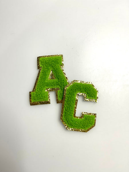 GREEN Chenille Letter Patches - RTS