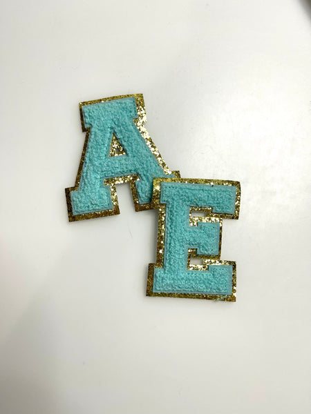 AQUA Chenille Letter Patches - RTS