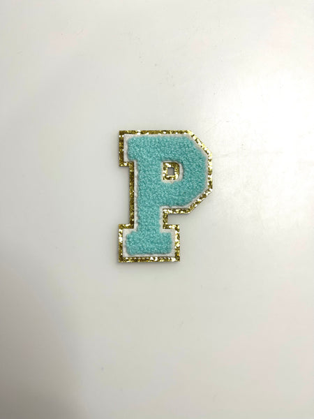 AQUA Chenille Letter Patches - RTS