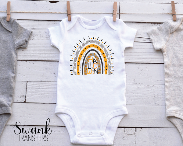 Halloween Rainbow Infant / Toddler / Oversized Left Chest Screen Print Transfer RTS