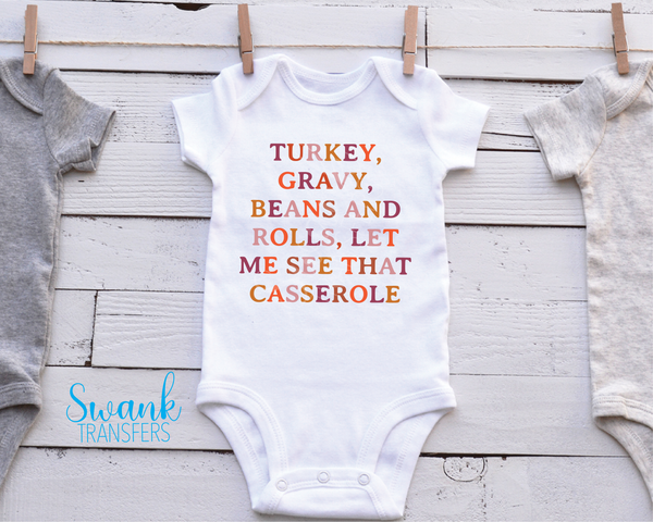 Let Me See That Casserole Infant / Toddler / Oversized Left Chest Full Color Screen Print Transfer RTS