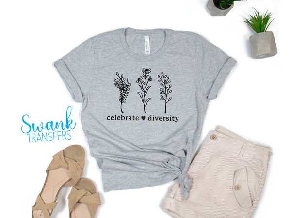 Celebrate Diversity Flowers Multi-Screen Screen Print Transfer RTS