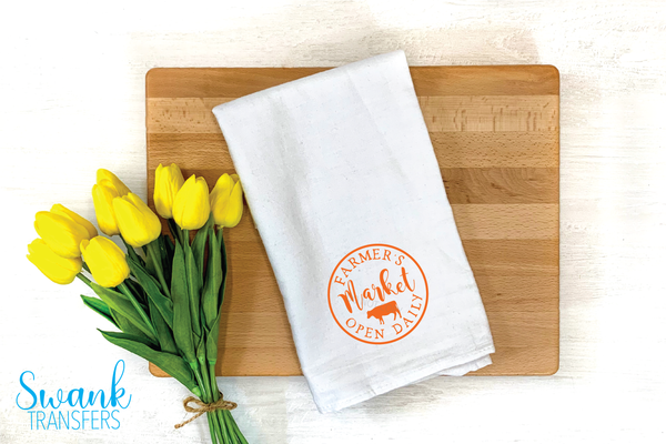 Farmers Market Open Daily Pocket / Towel Screen Print Transfer