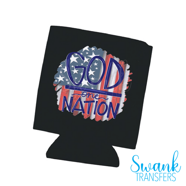 One Nation Under God Left Chest, Koozie, Infant Full Color Screen Print Transfer RTS