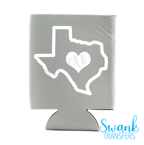 Texas Love Koozie / Left Chest Screen Print Transfer RTS