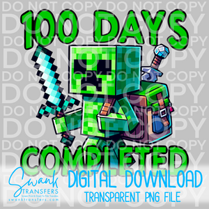 100 Days Completed Gamer - PNG FILE DIGITAL DOWNLOAD