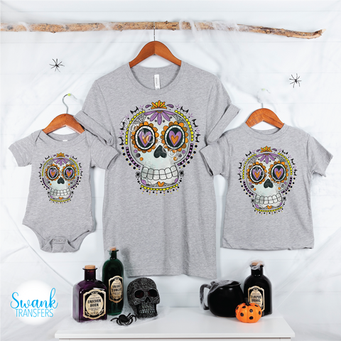 Halloween Sugar Skull INFANT-ADULT DTF (Direct To Film) Transfer