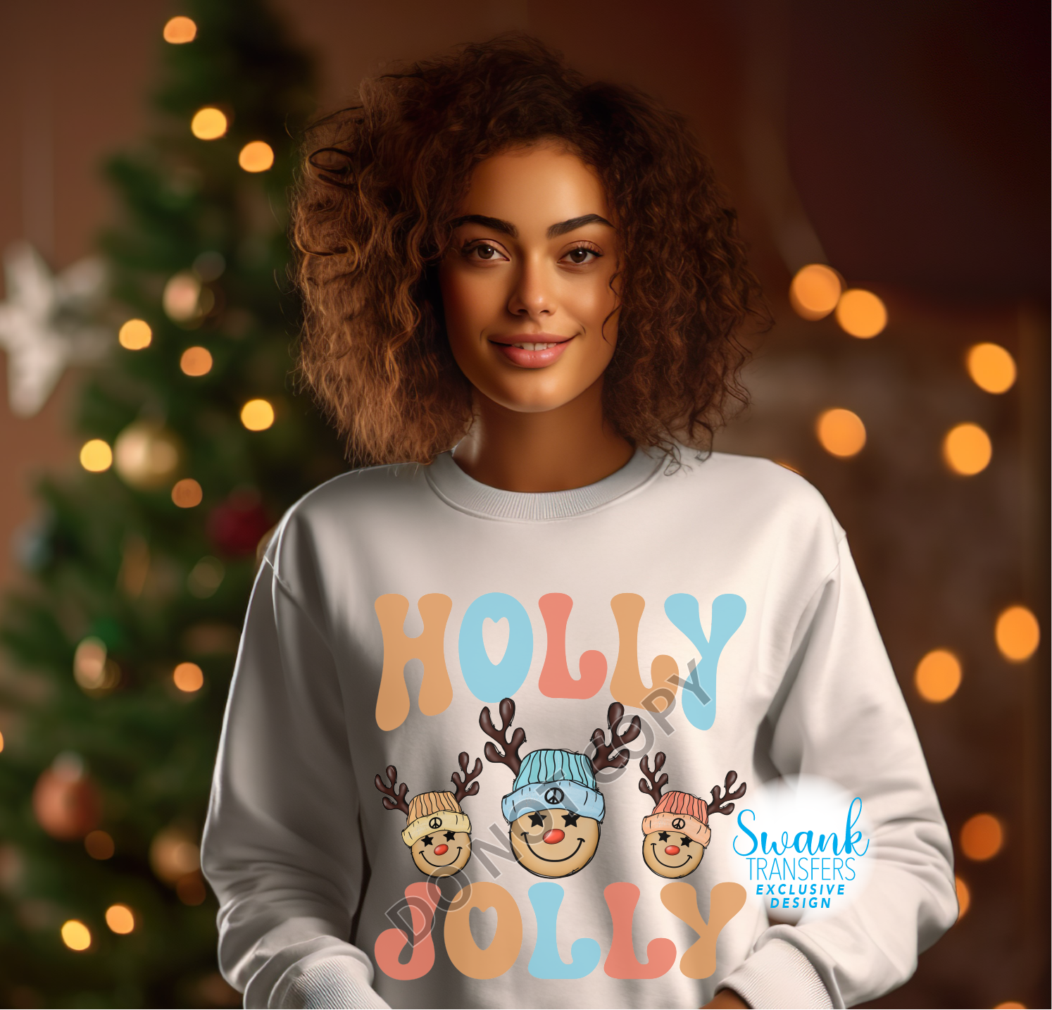 Holly Jolly Deers *SWANK EXCLUSIVE DESIGN* INFANT-ADULT DTF (Direct To Film) Transfer