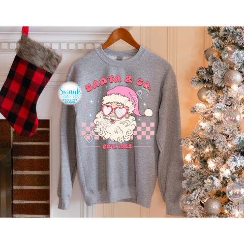 Faux Rhinestones Pink Santa & Co. INFANT-ADULT DTF (Direct To Film) Transfer