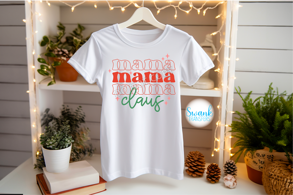 Claus Outlined Family PJs INFANT-ADULT DTF (Direct To Film) Transfer