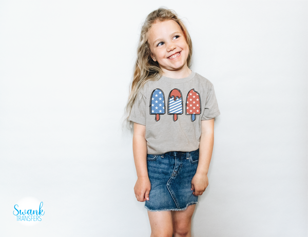 Patriotic Popsicles Full Color INFANT-ADULT DTF (Direct To Film) Transfer