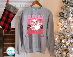 Pink Leopard Merry Christmas *SWANK EXCLUSIVE DESIGN* INFANT-ADULT DTF (Direct To Film) Transfer