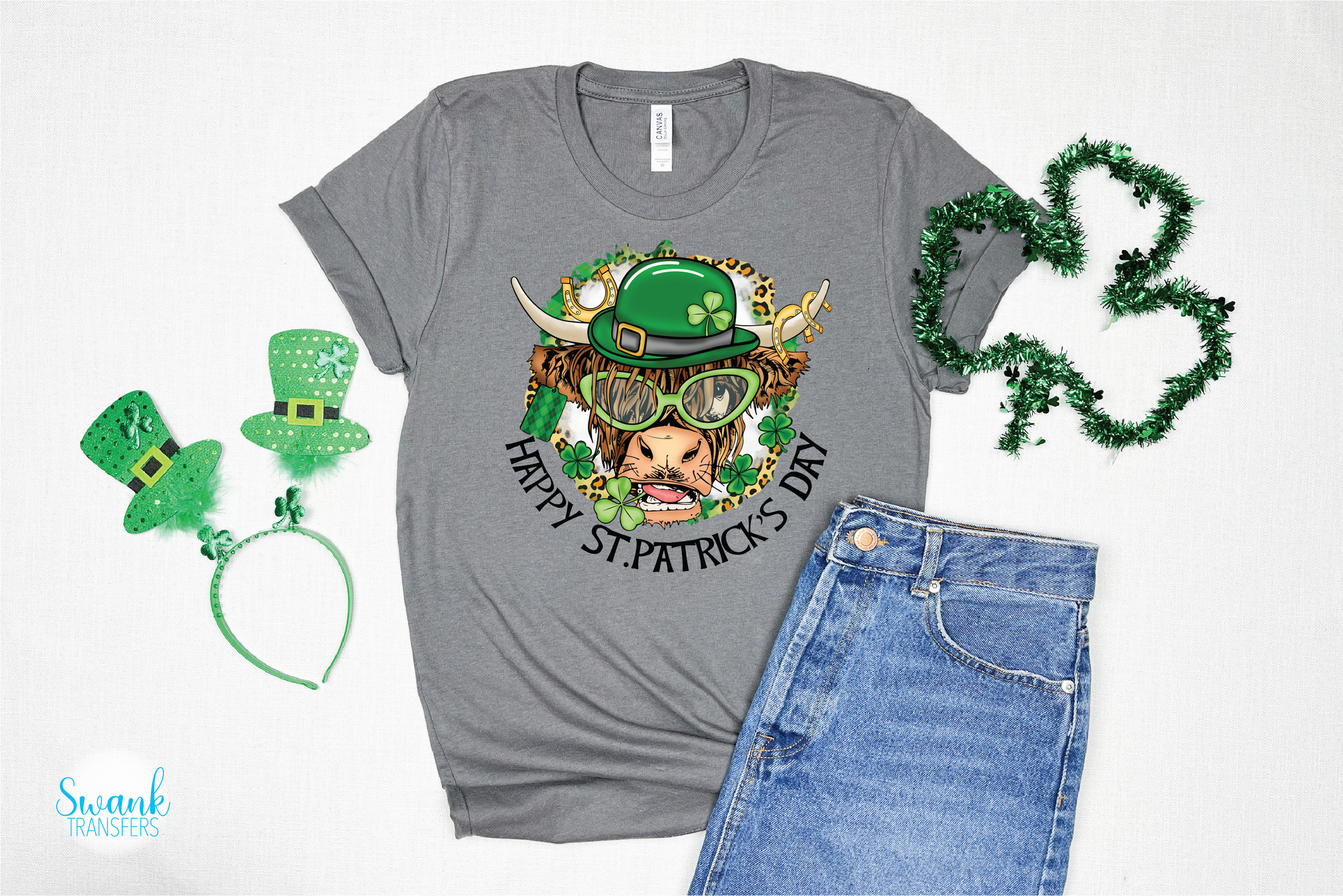 St Patricks Day Cow INFANT-ADULT Full Color DTF (Direct To Film) Transfer