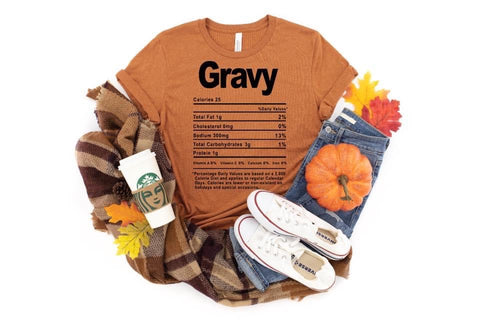 Gravy Nutrition Facts Single Color Screen Print Transfer RTS