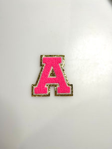 HOT PINK Chenille Letter Patches - RTS
