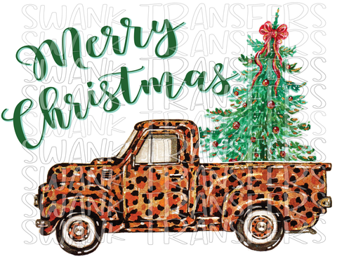 Merry Christmas Leopard Truck - PNG FILE DIGITAL DOWNLOAD