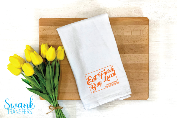 Eat Fresh Buy Local Farmers Market Pocket / Towel Screen Print Transfer